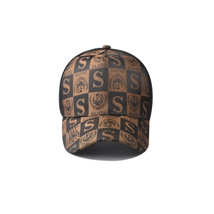 Close-up of checkerboard baseball cap featuring SAJITU embroidery and breathable mesh