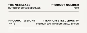 Detailed specifications of butterfly zircon necklace made from high-quality titanium steel