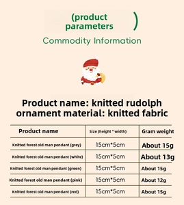 Detailed size specifications for knitted Christmas faceless gnome hanging ornaments
