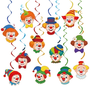 Clown Theme Party Hanging Spiral Decorations Colorful Carnival Birthday Celebration Ceiling Ornaments Cardboard And PVC