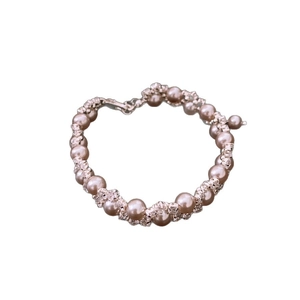 Elegant French irregular pearl bracelet with champagne gold crystal accents