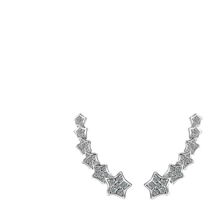 Elegant S925 sterling silver star crawler earrings with shimmering zircon crystals