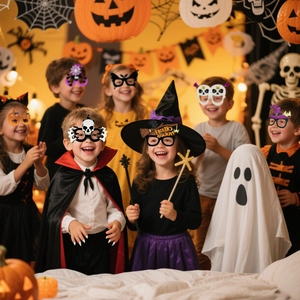 Lunettes en feutre et déguisements d'Halloween pour enfants avec citrouilles et fantômes