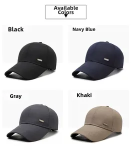 Couleurs disponibles pour casquettes de baseball en noir, bleu marine, gris et kaki