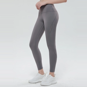 Pantaloni da yoga grigio scuro a vita alta con effetto push-up e cuciture laterali