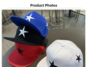 Détails des casquettes hip-hop colorées avec broderie d'étoiles de haute qualité