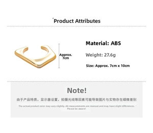 Detailed specs of the gold irregular triangle geometric cuff made of ABS material