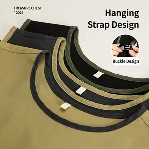 Waterproof kitchen apron with adjustable buckle design in green and black canvas