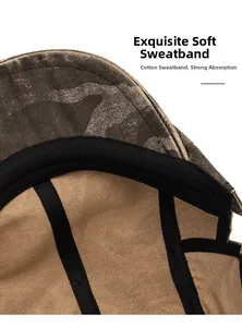Detail view of cotton sweatband with camo pattern and high sweat absorption lining