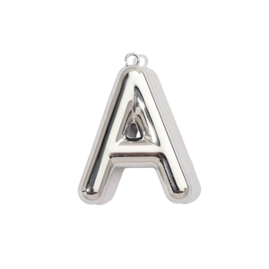 Mirror polished stainless steel hollow 3D letter A necklace pendant charm in silver