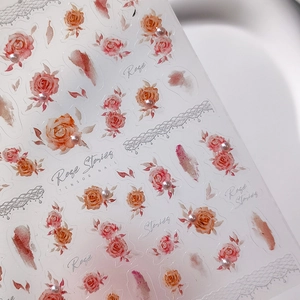 Nail Art Stickers 3D Relief Rose Flower Artificial Pearl White Lace Retro French Style Self Adhesive For DIY Manicure Decoration