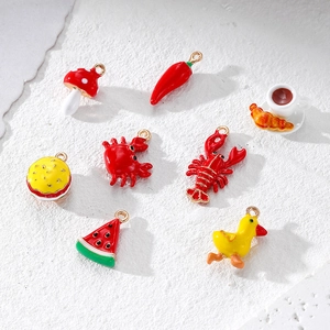 Enamel Drip Oil Alloy Charms For DIY Jewelry Making Cartoon Food Animal Fruit Shapes Decorative Pendants