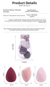 Hydrophilic polyurethane makeup sponge set in a storage jar with detailed dimensions