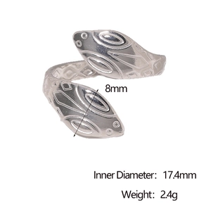 Detail view of silver snake open ring showing 8mm width and 17.4mm inner diameter specs