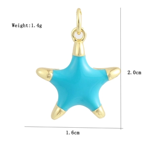Detailed view of gold-plated enamel star pendant with dimensions 2.0cm x 1.6cm
