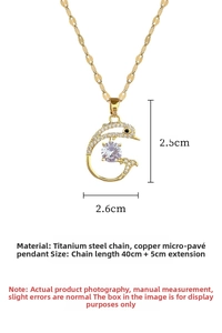 Detail of dolphin pendant with sparkling cubic zirconia on a 40cm titanium steel chain