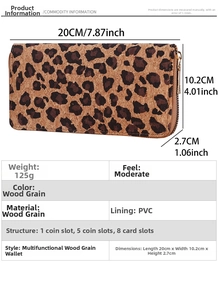 Tabella dettagliata delle dimensioni 20cm x 10,2cm per il portafoglio leopardato