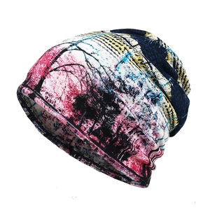 Slouchy Beanie Hat Polyester Breathable Outdoor Artistic Scenery Print Lightweight Pullover Cap For Women Fashion