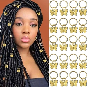 Butterfly Braid Hair Rings Alloy Electroplated Gold Silver Dreadlock Accessories For Women Men DIY Hair Jewelry Charms
