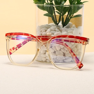 Fashion Anti Blue Light Glasses Retro Cat Eye Square Big Frame PC Plastic Metal Insert Optical Eyewear Frames For Women