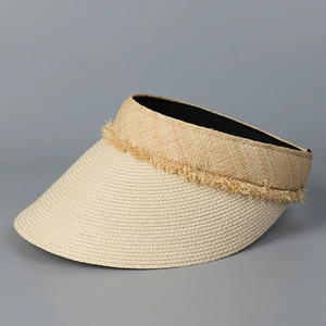 UV-protective fine straw open top sun hat with lace tassel details for outdoor summer wear