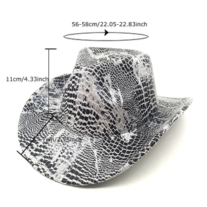 Chapeau de cowboy rétro à motif serpent, large bord et dimensions pour un style extérieur