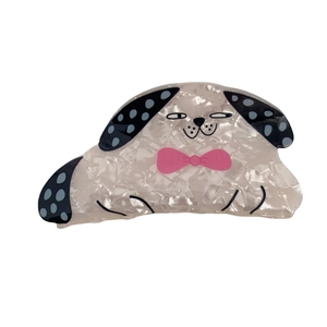 Cute dalmatian cartoon acrylic hair claw clip with pink bow for women hair styling