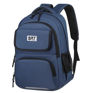 Dark blue multi-compartment business laptop backpack with breathable padded straps