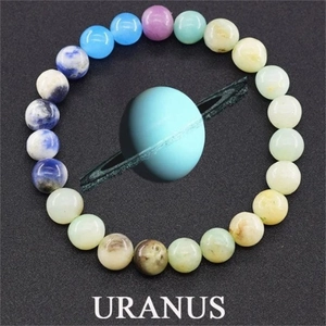 Solar system solar Uranus bracelet with natural tiger eye stone and multi-color round beads