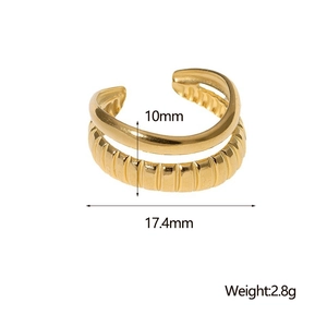 Detailed view of 18K gold plated double-layer cuff showing 10mm height and 17.4mm width