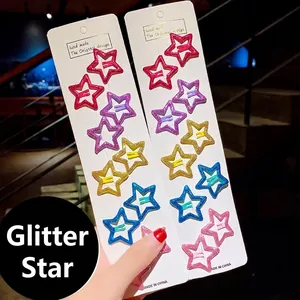 Lot de barrettes étoile pailletées arc-en-ciel pour filles aux couleurs vives sucrées