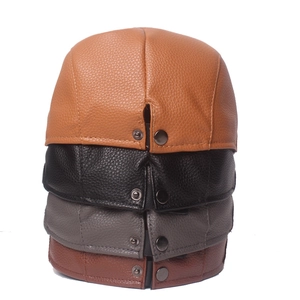 Men's leather flat caps in four colors featuring textured finish and adjustable buckles