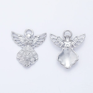 Silver vintage angel charms with hollow wings for DIY jewelry making and pendants