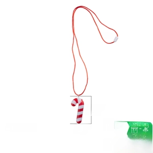 Detailed size chart of the red and white candy cane necklace with 33-inch cord length