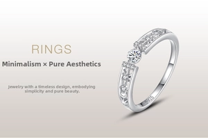 Close-up of S925 sterling silver ring with star and moon hollow engraving and zircon