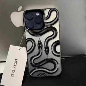 Cool creative snake pattern phone case for iPhone 16 Pro Max with metallic finish