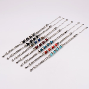 Men's stainless steel dragon bone chain bracelets with natural tiger eye stone beads