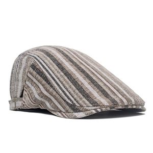 Detailed macro view of woven striped texture and metal side adjustment buckle on flat cap