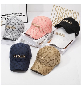 Collection of baseball caps in six colors with 3D embroidery and jacquard fabric