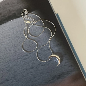 Minimalist 925 sterling silver crescent moon pendant necklace with a fine snake chain