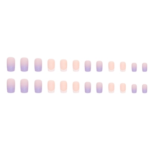 24er Set lavendelfarbene und rosa Glitzer Kunstnägel in quadratischer Form