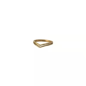 Minimalist double-layered V-shaped 18K gold titanium steel ring for women in polished finish