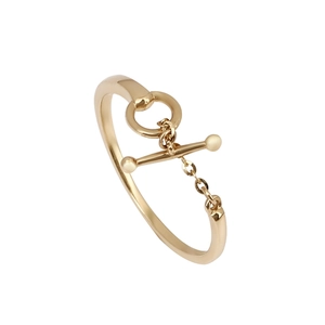 Minimalist S925 sterling silver chain ring with a gold OT toggle clasp design