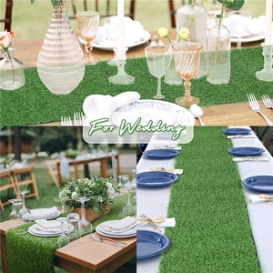 Artificial grass table runner for wedding decoration and outdoor events party decor