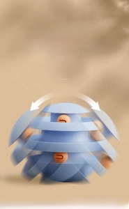 Jouet culbuto interactif pour chat avec balle rotative au design bleu et orange