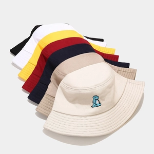 Multi-color cotton bucket hats with cute dinosaur embroidery for outdoor sun protection