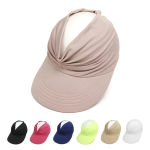 Women's elegant pleated sun visor hat with open top for outdoor sports and beach wear