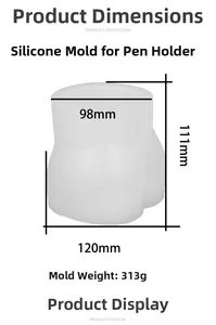 Detailed size measurement of body shaped silicone mold for resin flower pots and pens