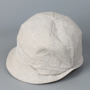Chapeau de soleil minimaliste en lin japonais pour femme, beige avec large bord
