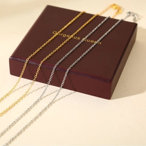 Cable Chain Necklace Minimalist Metal Plated Jewelry For Women DIY Fashion Daily Wear Elegant Simple Basic Accessory